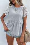 Lace Sleeve Peplum Top