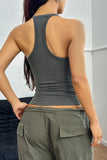 Deep V-Neck Ribbed Halter Tank Top