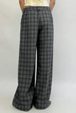 Wide-Leg Plaid Casual Pants