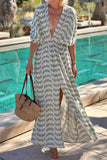 V-Neck Striped Maxi Dress