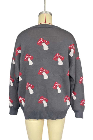 Playful Mushroom Pattern Sweater