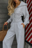 Hooded Zip-Up Pants Set