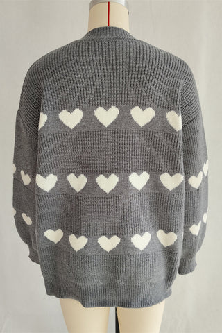 Cozy Heart Pattern Knit Sweater