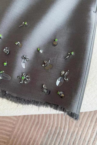 Embellished Mini Skirt with Fringe