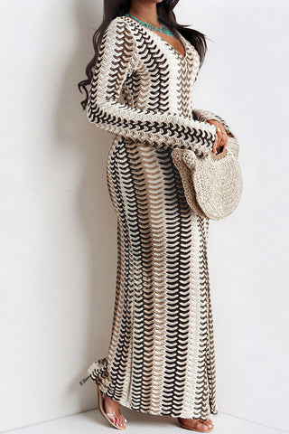 Elegant Long-Sleeve Casual Maxi Dress