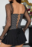 Off-Shoulder Mesh Dot Top