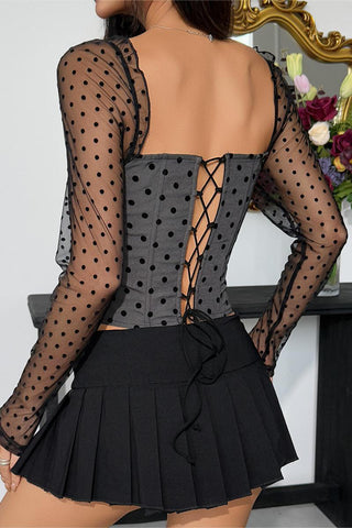 Off-Shoulder Mesh Dot Top