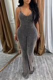V-Neck Fit and Flare Jumpsuit
