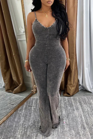 V-Neck Fit and Flare Jumpsuit