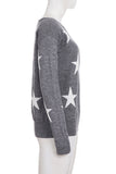 Star-Patterned Off-Shoulder Sweater