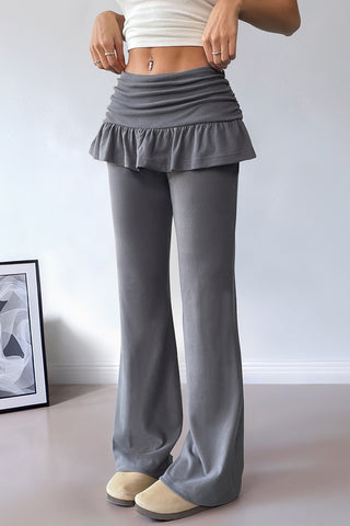 Ruffle High-Waist Flare Casual Pants