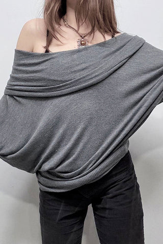 Off-Shoulder Knit T-Shirt