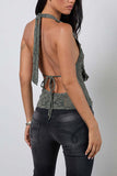 Elegant Draped Lace Tank Top