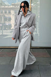 Zip-Up Sweatsuit Set with Wide-Leg Pants