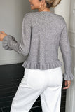 Ruffle-Trim Button-Up Cardigan