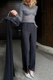 Sheer Long-Sleeve Knit Top