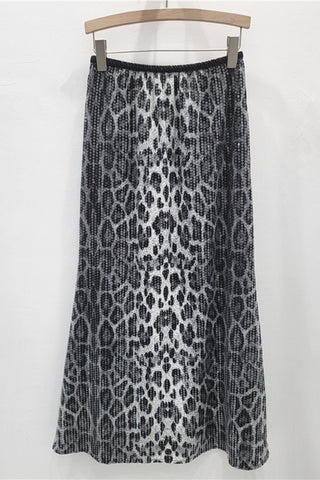 Leopard Print Sequin Skirt