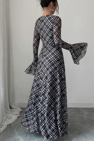 Plaid Long Sleeve Casual Dress