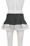 Button-Front Mini Skirt with Bow Accents