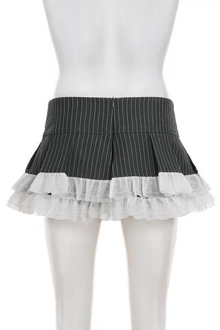 Button-Front Mini Skirt with Bow Accents