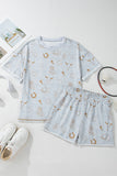 Graphic Tee and Drawstring Shorts Set
