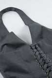 Halter Lace-Up Corset Short Set