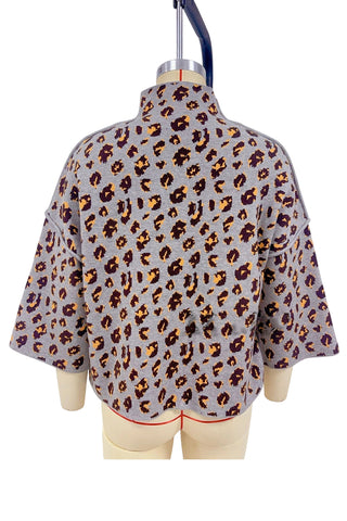 Leopard Pattern Mock Neck Sweater