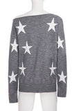 Star-Patterned Off-Shoulder Sweater