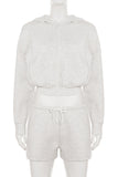 Casual Zip-Up Short Set with Hood