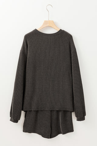 Thankful Letter Sequin Bow Sleeve Short Set