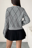 Bow-Accent Argyle Sweater