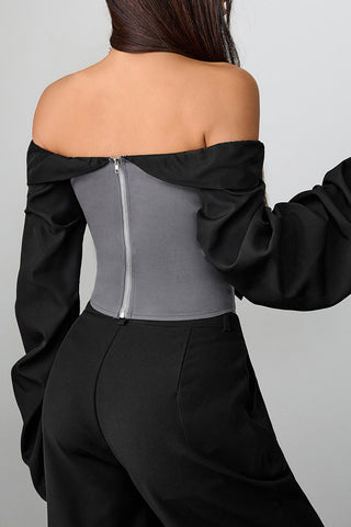 Off-Shoulder Tie-Front Corset Top