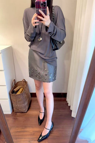 Embellished Mini Skirt with Fringe