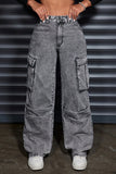 Cargo Pocket Wide Leg  Jeans
