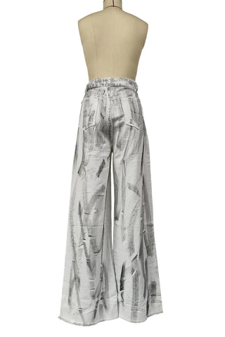 Artistic Ombre Wide-Leg Jeans