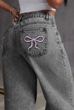 Bow Detail Straight Jeans