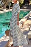V-Neck Striped Maxi Dress