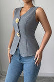 Floral Buttoned Sleeveless Vest