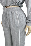 Contrast Piped Zipper Sweatshirt Set