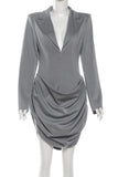 Draped Long Sleeve Blazer Dress