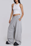 Relaxed Fit Elastic Waist Casual Pants