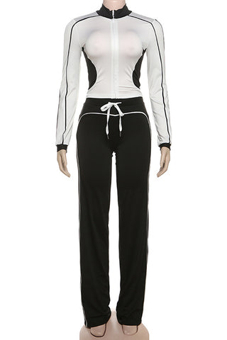 Zip-Up Long Sleeve Pants Set
