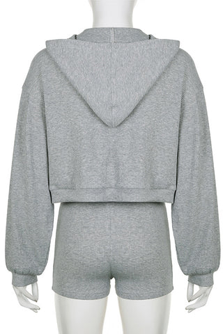 Hooded Zip Jacket Tank and Shorts Set