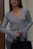 Frayed Hem Button-Front Cardigan