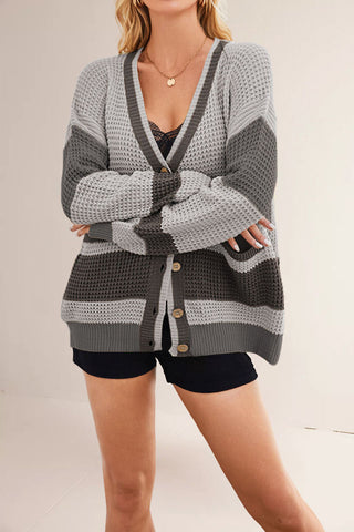 Button-Up Chevron Cardigan
