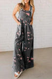 Floral Denim Wide-Leg Jumpsuit