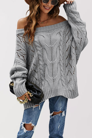Cable-Knit Off-Shoulder Sweater