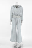 Zip-Up Sweatsuit Set with Wide-Leg Pants