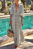 V-Neck Striped Maxi Dress