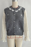 Lace-Sleeve Embellished Cardigan